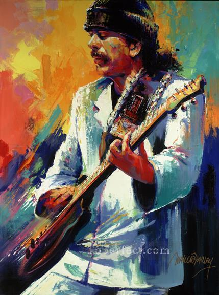 Santana guitar textured Oil Paintings